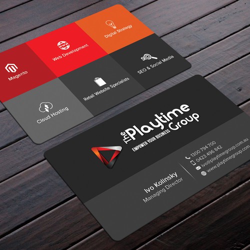 Simple but modern business card for The Playtime Group