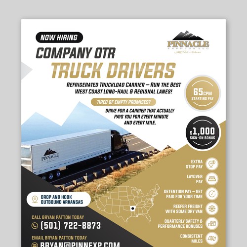 Truck driver recruiting flyer