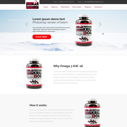 Landing/Home Page for Omega-3 Krill Oil