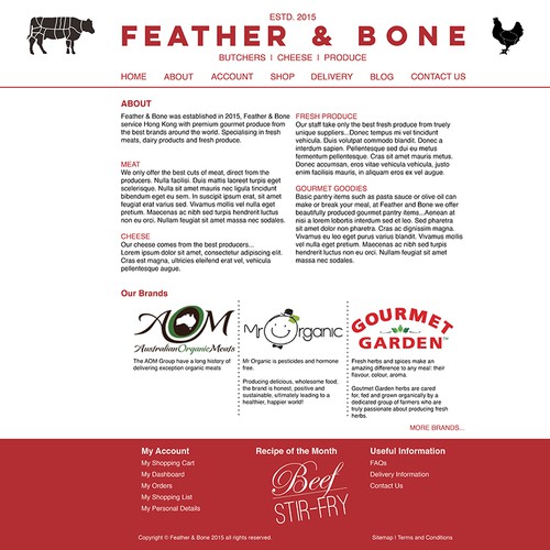 Website About Us page design for High End Online gourmet grocer