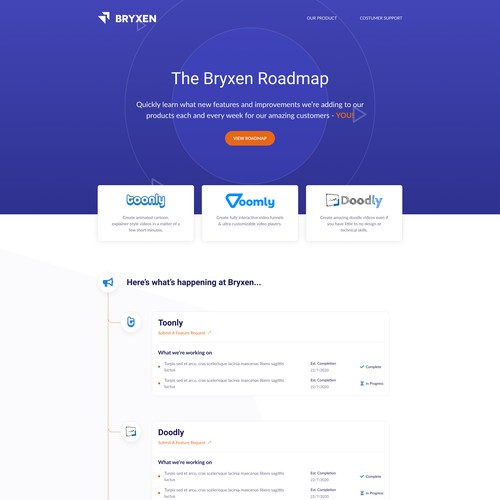 Product roadmap page