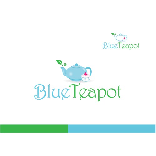 Create the best logo for the "Blue Teapot" tearoom in France