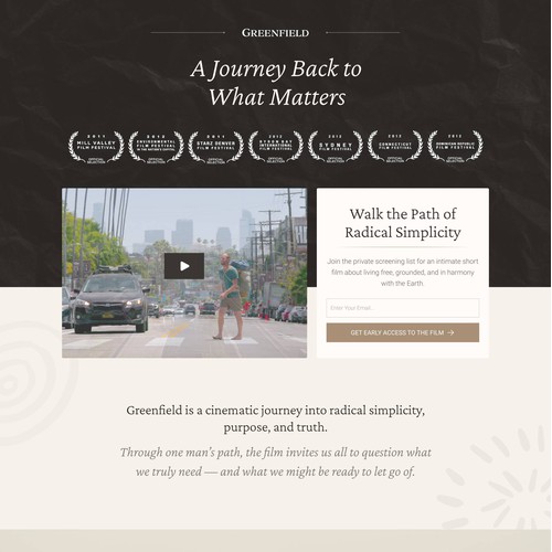 Environmental Film Screening Landing Page