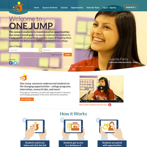 Create a hip landing page for One Jump