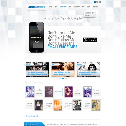 Homepage redesign for Novusport.com