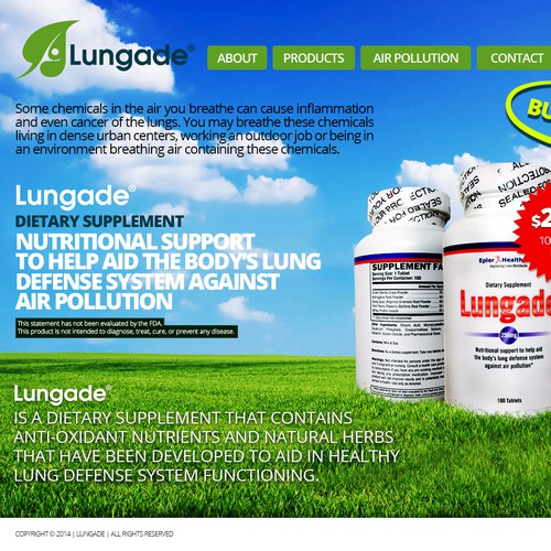 Single product homepage for Lung Health Supplement