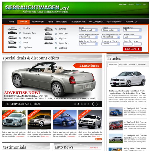 WP-Design for a used cars marketplace