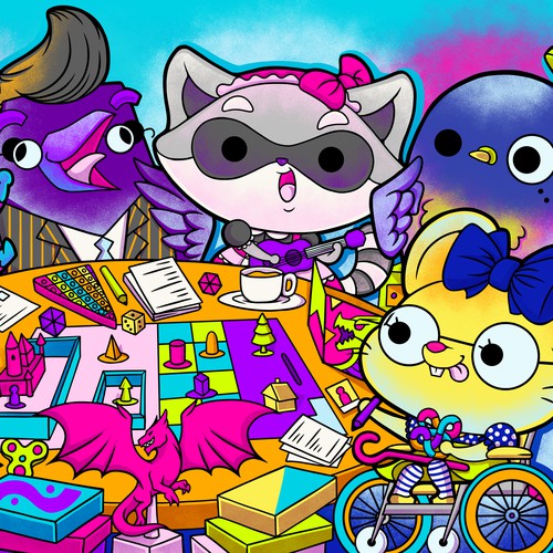 Adorable Cute Mascots for Tabletop Game Cafe