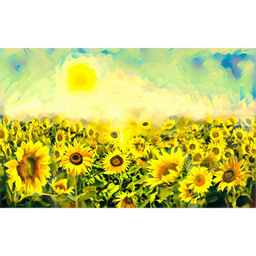 Sunflowers field illustration