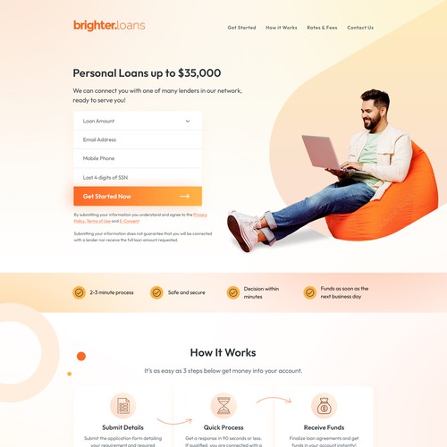 Landing page concept for Brighter Loans