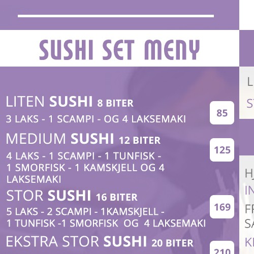 Bonsai Sushi Menu back