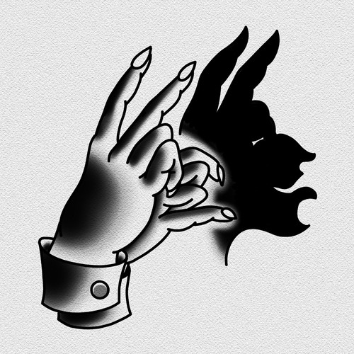 Create hand shadow puppet tattoo design
