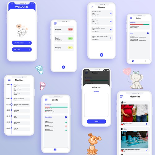 Baby Shower Planner App UI