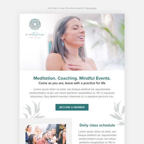 Montclair Zen Studio Email design