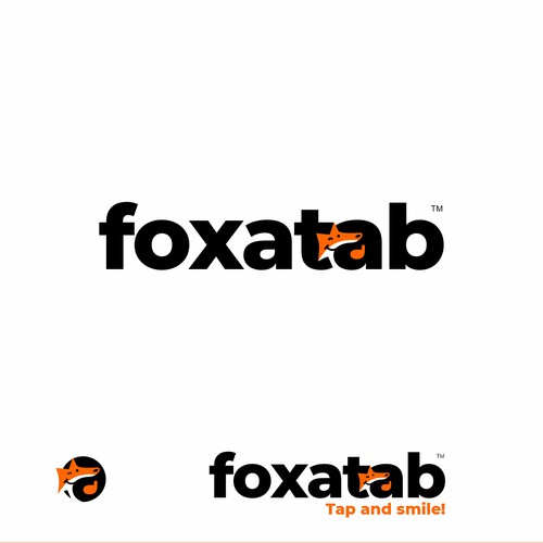 Foxatab - a text-based logo with a friendly fox