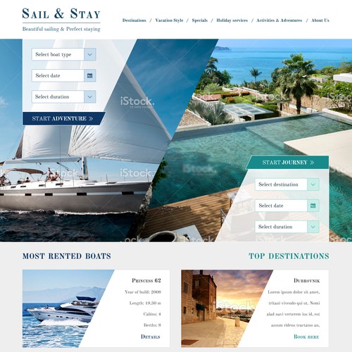 Sail & Stay striking webdesign