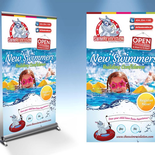 Create 3 simple and fun banner designs for The Swim Revolution