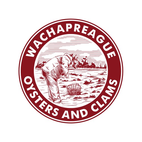 Vintage hand-drawn logo for Wachapreague Oyster and Clamps