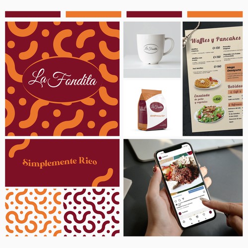 logo design and brand guide for La Fondita restaurant