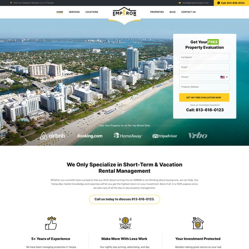 Home page design For Vacation Rental Management Company