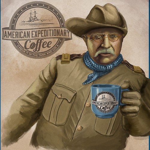 Vintage poster art illustration for coffee brand