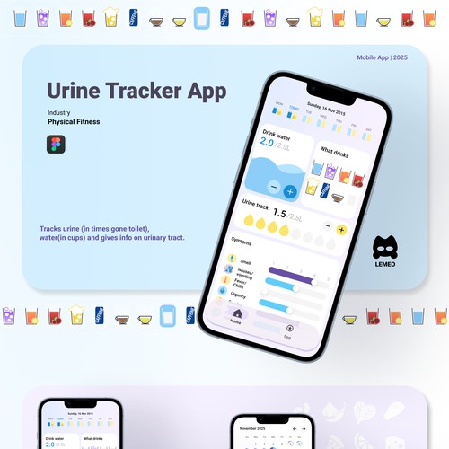 Urine Tracker app interface design project - 2025