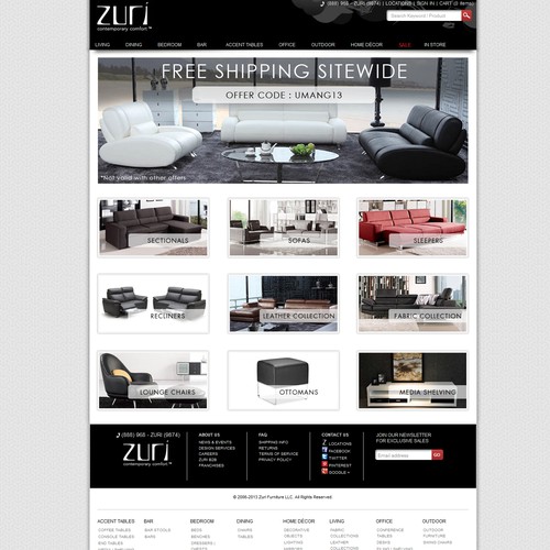 Zuri Furniture needs a new landing page