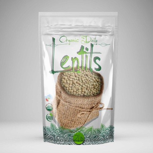 Green lentils bag