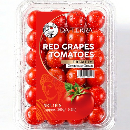 Label design Red Grapes Tomatoes Cherry