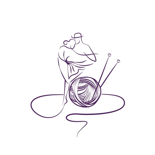 Line - art logo for handmade knitting business