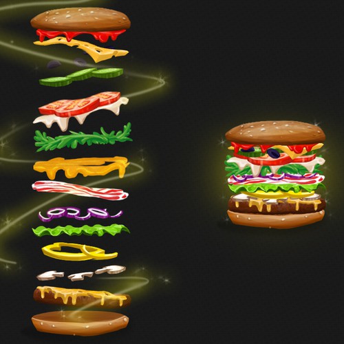 Create fun graphics of things that can go on a hamburger