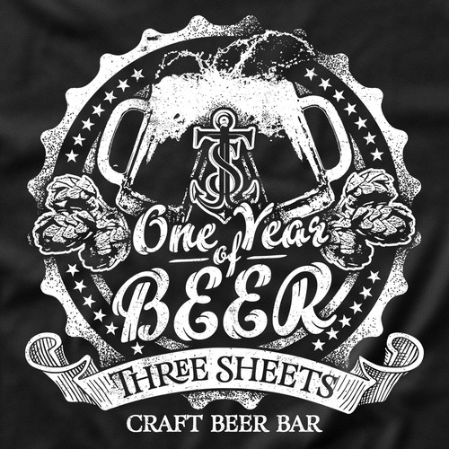 One Year of Craft Beer Three Sheets T-Shirt