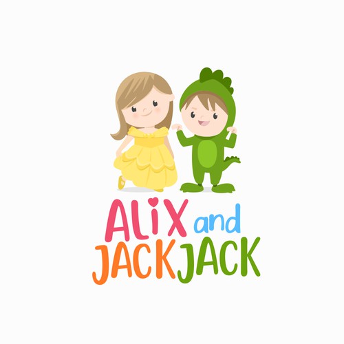 Kids in costumes logo concept