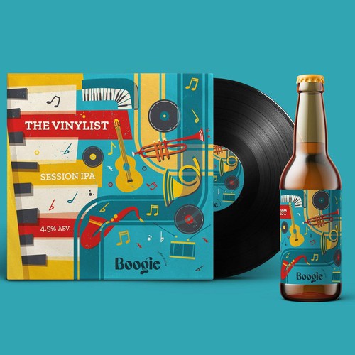 The Vinylist beer label and record cover