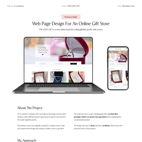 Homepage for a gift store