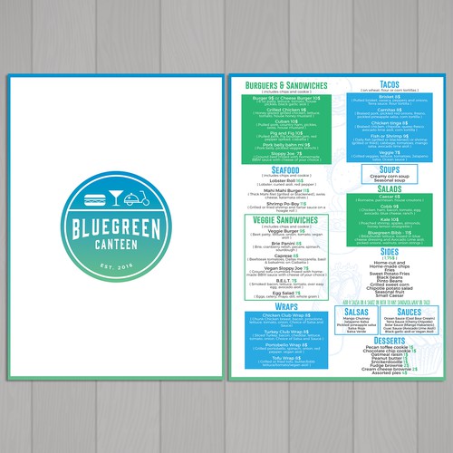 Menu for Bluegreen Canteen