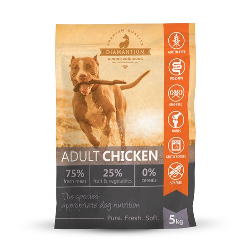 Modern package design concept for Diamantium dog food