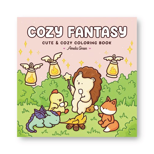 Cute Cover for the Cozy Fantasy Coloring Book