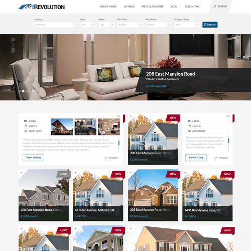 Makeover real estate Wordpress theme. Make it look modern and stylish.