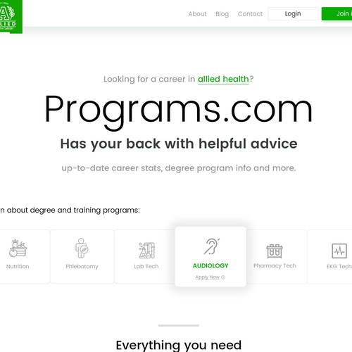 Website Design for New Health Careers Website