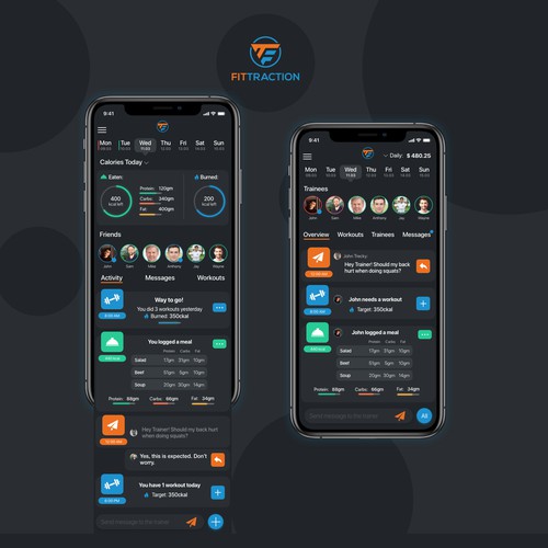 Fitness tracking app - Dark version