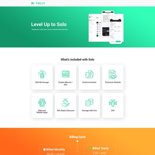 Landing page design