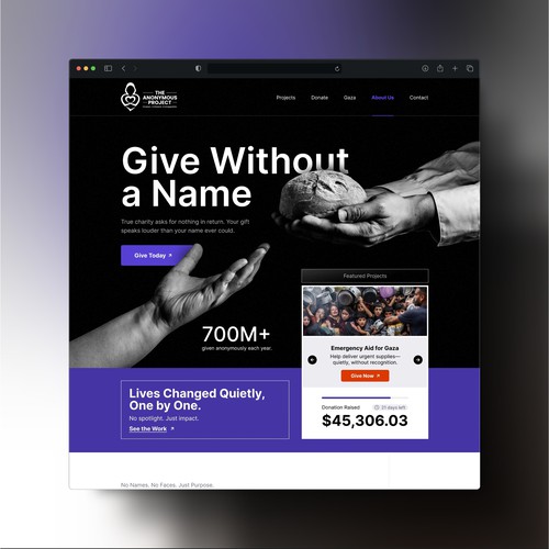 Humanitarian Web Design – Anonymous Giving / The Anonymous Project