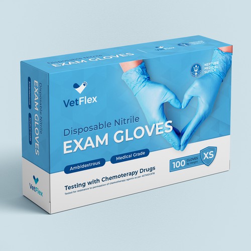Packaging Design for VetFlex - Nitrile Exam Gloves