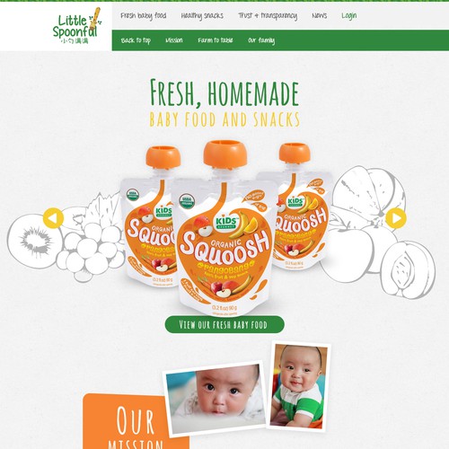 Clean, crisp design for a natural baby food producer