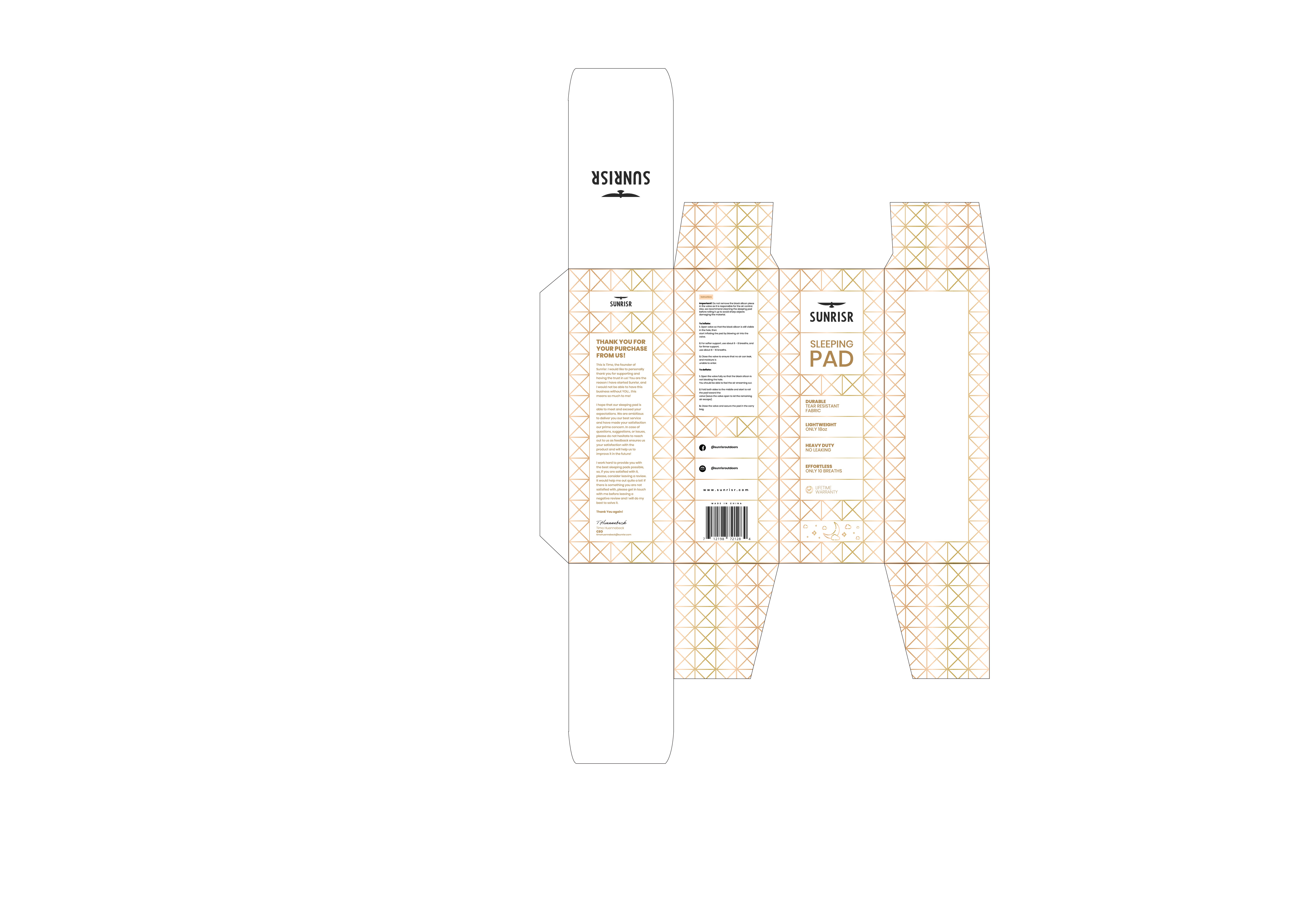 Product Packaging  for our Outdoor Sleeping Pad!