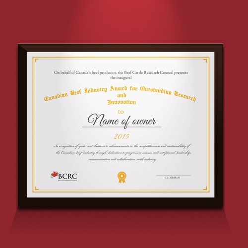 National Award Certificate