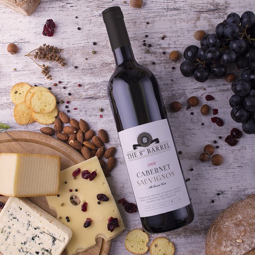 Create a premium wine label for the 8th Barrel
