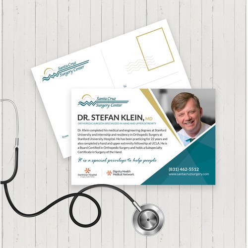 Postcard referral card for orthopedic surgeon