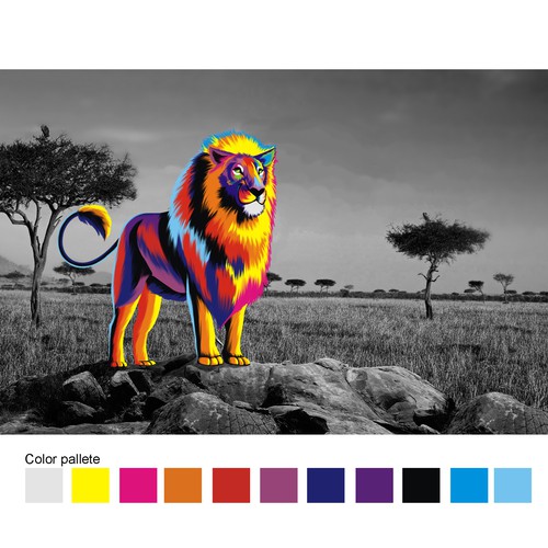 Colorful Lion Illustration For Children's Book